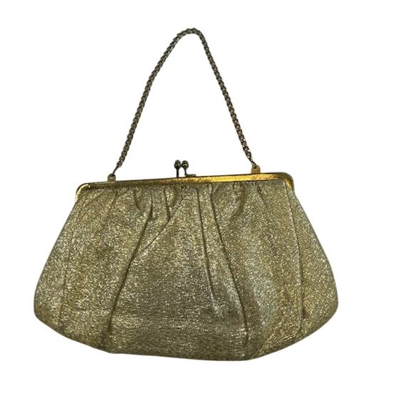 L and M Vintage Purse, Women's After Five Gold Metallic Lame' - Picture 1 of 6